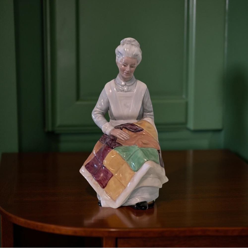 Vintage Royal Doulton Eventide  Porcelain Figurine with Colorful Quilt